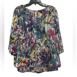 Roz & Ali Multicolor Floral Blouse